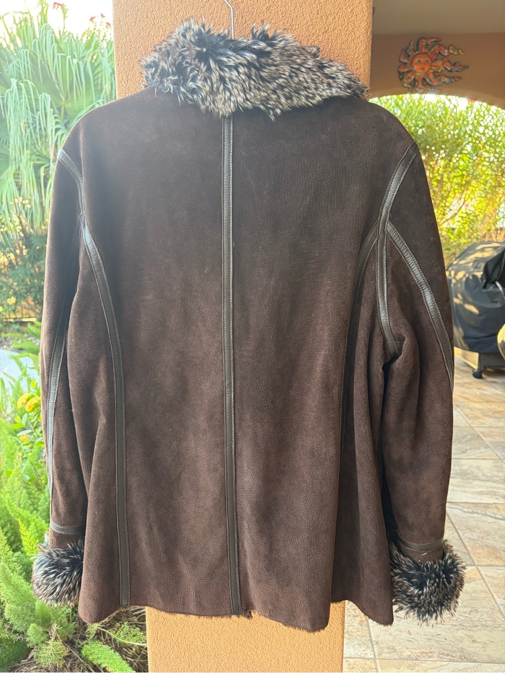 Vintage Penny Lane Y2K Genuine Brown Suede Leather Jacket Fur Slimming SZ XL - Picture 4 of 9
